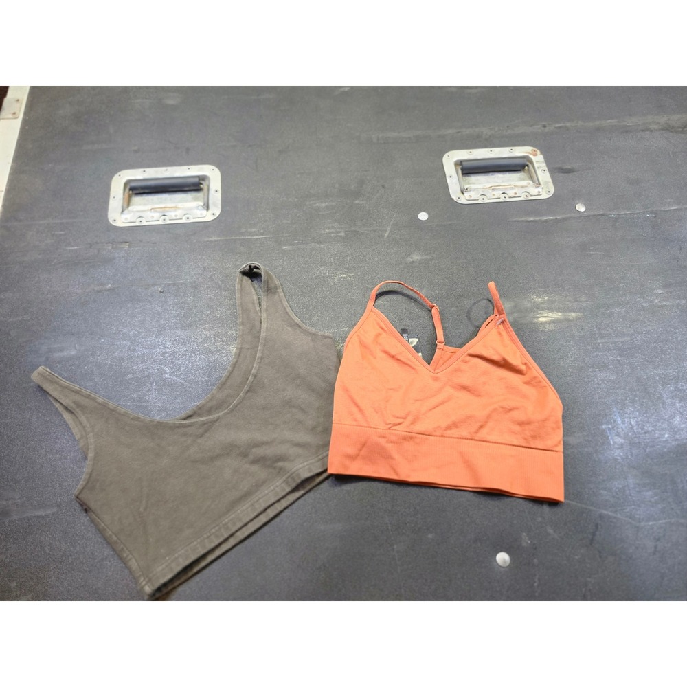 Lululemon Olive Green Tank & PINK Sport Orange Seamless Bralette Bundle Sz 2 XS